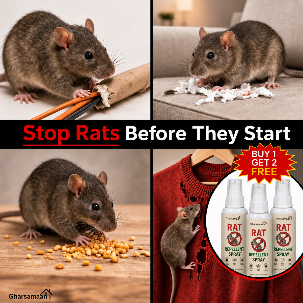 Rat Repellent Spray 50ML Buy 1 Get 2 Free