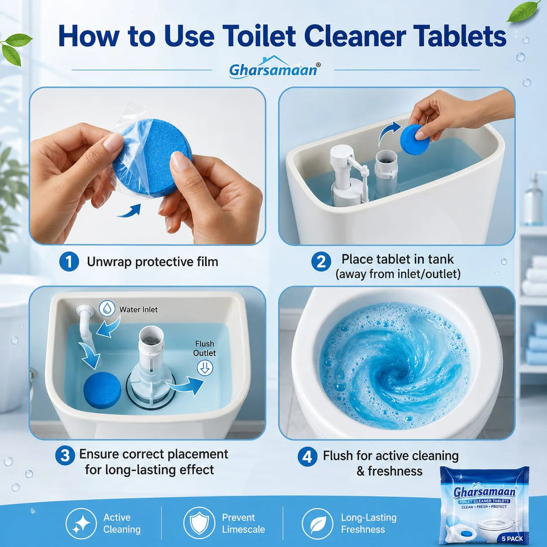 Toilet Cleaning Tablet (10 pcs) Automatic Cleaner & Deodorizer 🔥 Limited Offer – Buy Now!